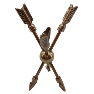 Polished Brass Crossed Arrows Metal Sculpture Desk Table Top Modern Home Decor